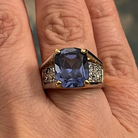 Lab sapphire doublet gold vermeil ring - Picture 10 of 15